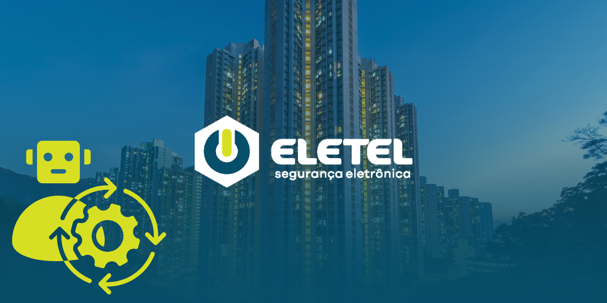 Instalação de automação predial em edifício moderno com a marca Eletel Segurança Eletrônica.