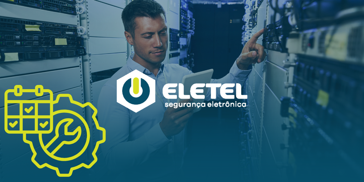 Técnico realizando manutenção preventiva em sistema de segurança eletrônico, representando a importância da manutenção em equipamentos da Eletel.